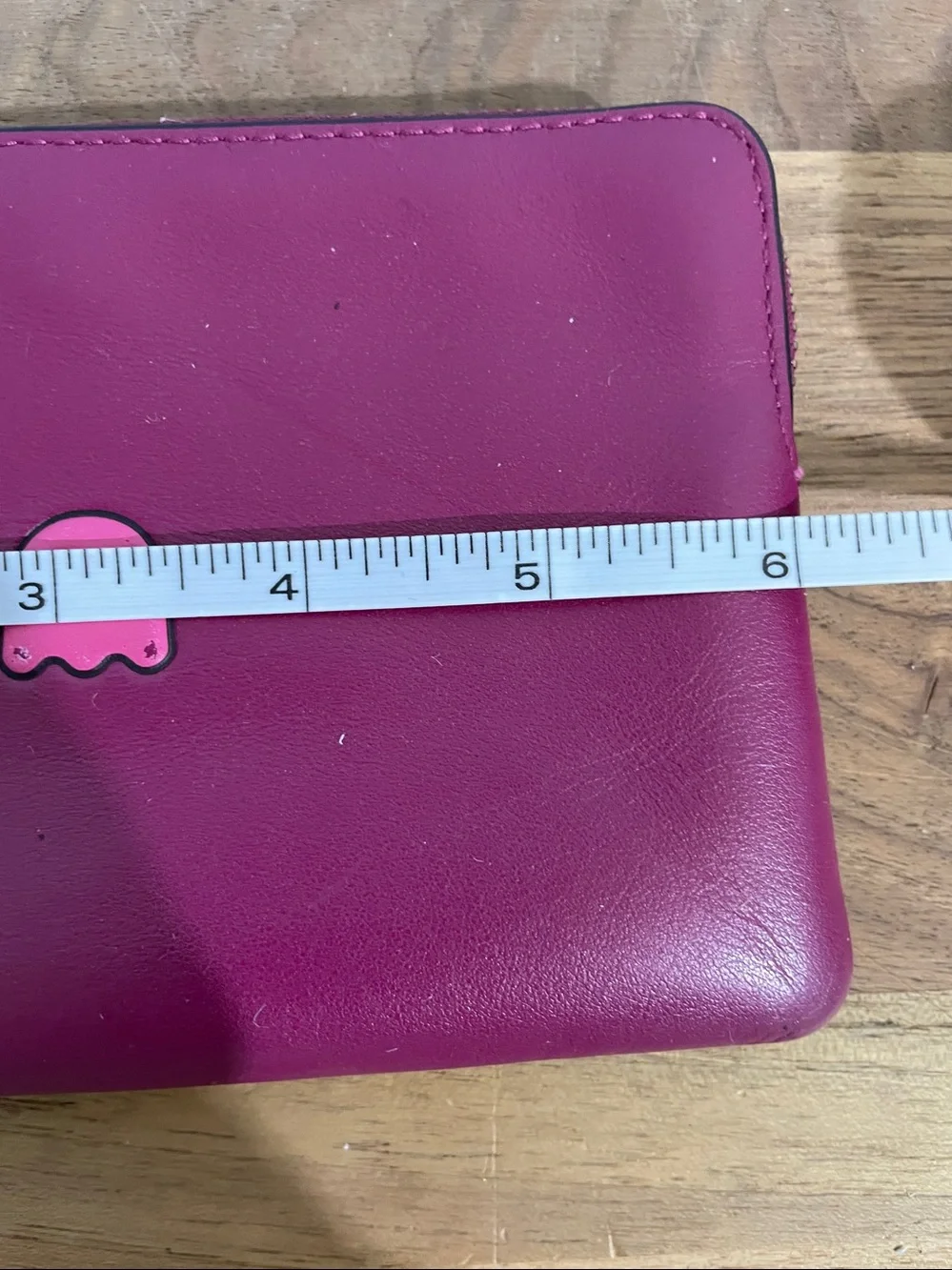 Coach Pac Man Colab Pink Leather Wristlet Zip Pouch Charm Clutch Retro Rare Y2K - Picture 10 of 12
